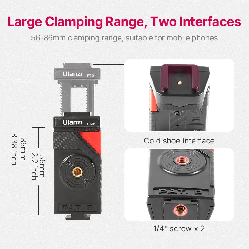 Black octopus mobile phone tripod set with flexible legs and clip extended to 360mm