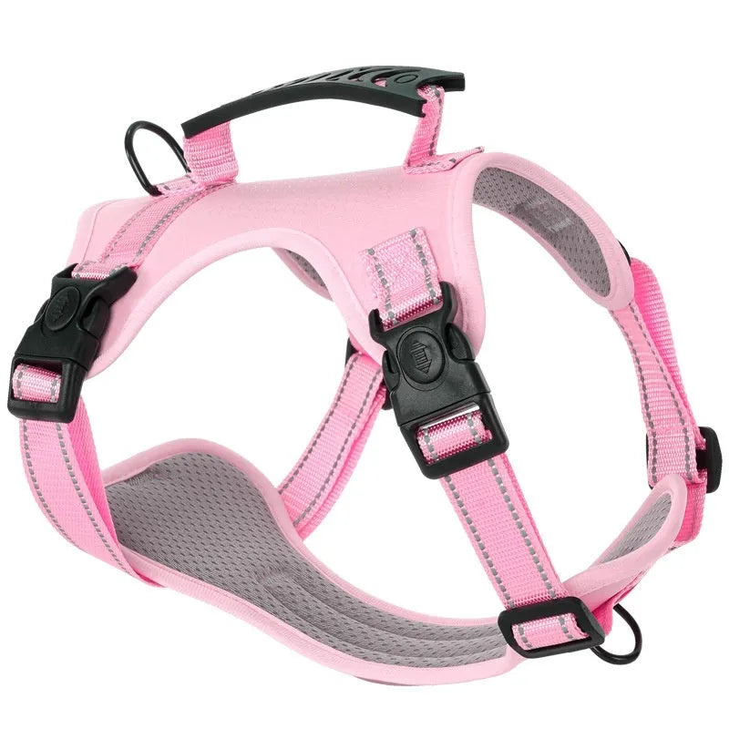 Adjustable dog harness and lead set in various colours with chest strap design