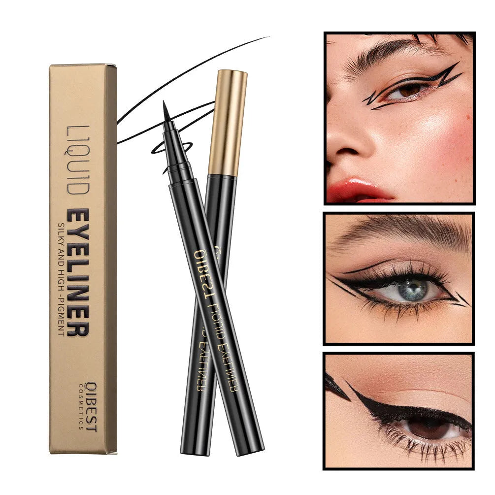 Black waterproof liquid eyeliner pen with quick-drying smudge-proof formula