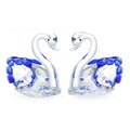 Handcrafted crystal swan desktop ornament in red, blue, pink, or violet