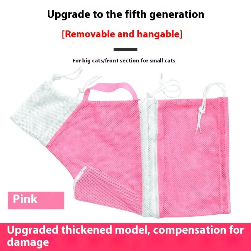 Upgraded fifth-generation cat grooming bag in grey and white colour with detachable lifting straps