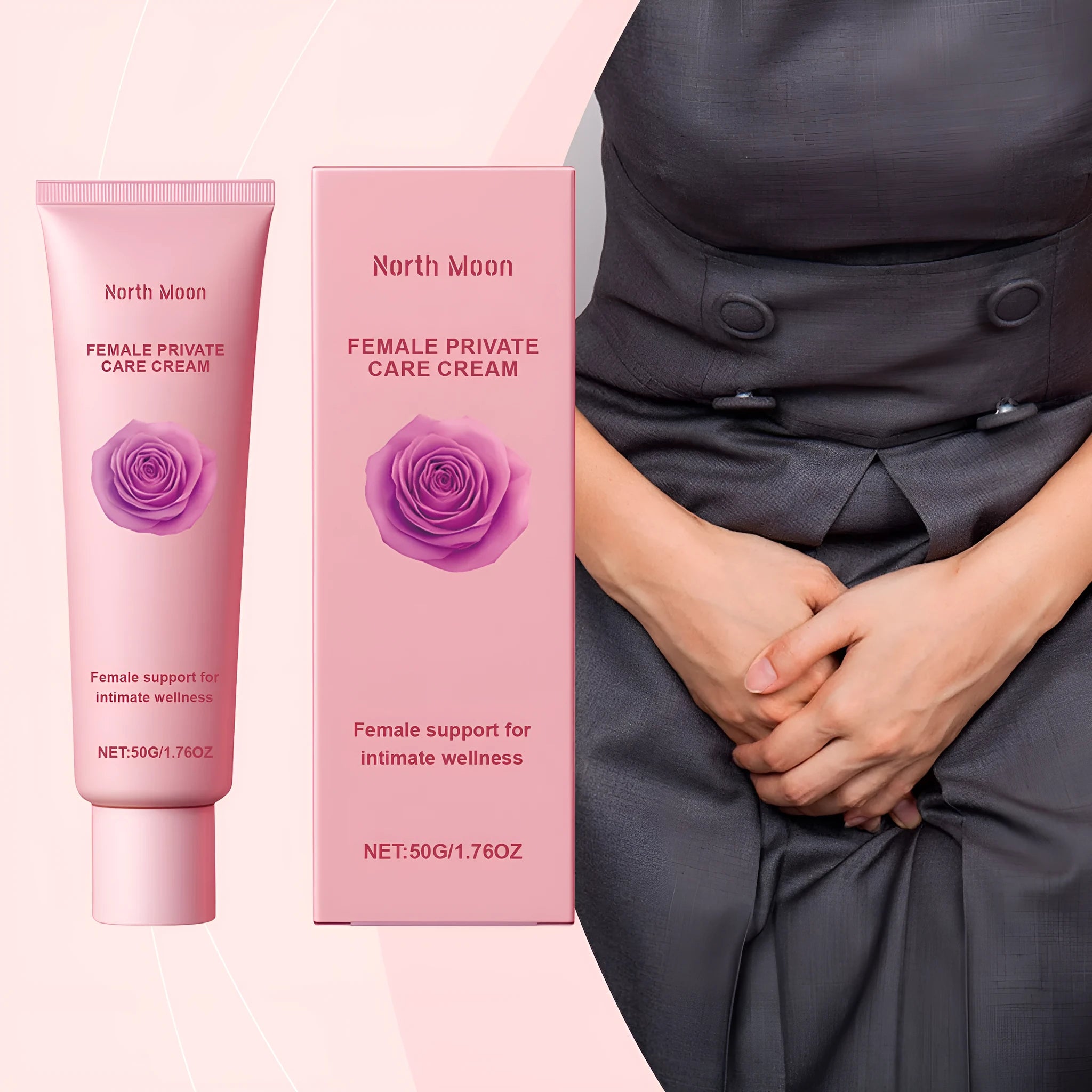 50g container of rose and peppermint moisturizing cream for body care