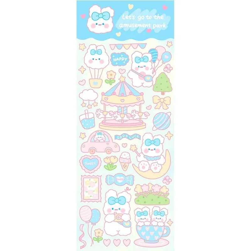 Waterproof PVC cartoon sticker sheets for notebook and stationery decoration