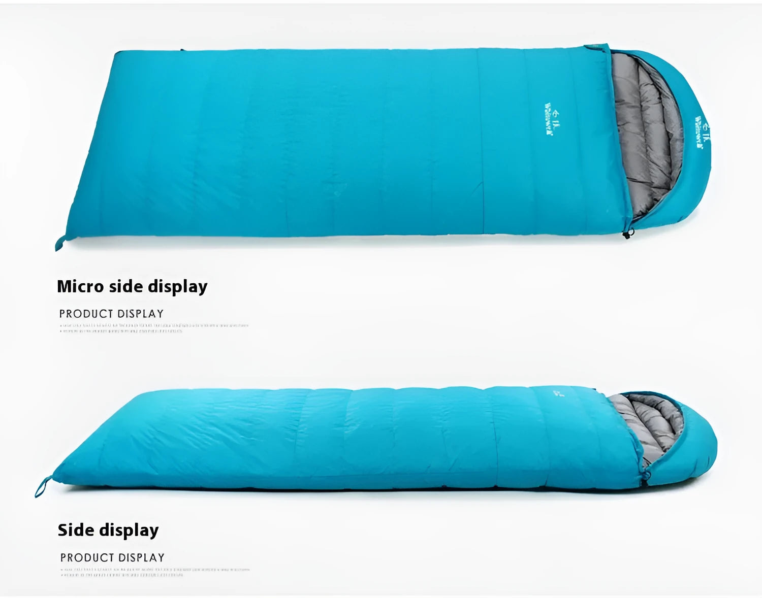 Black outdoor sleeping bag with envelope structure and white goose down filler for camping