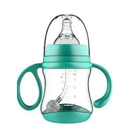 BPA-free PP baby feeding bottle with double handle and wide caliber, available in 180mL, 240mL and 300mL