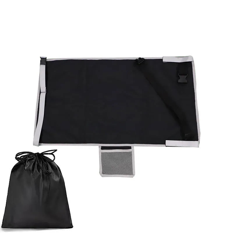Portable children's aircraft seat extender footrest in nylon with drawstring storage pocket