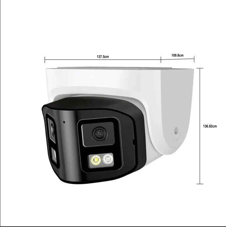 4MP dual-lens panoramic CCTV security camera with IP66 waterproof rating for indoor and outdoor surveillance