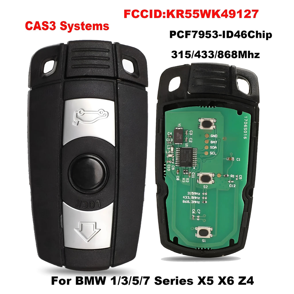 BMW semi-intelligent remote car key replacement with metal and plastic construction