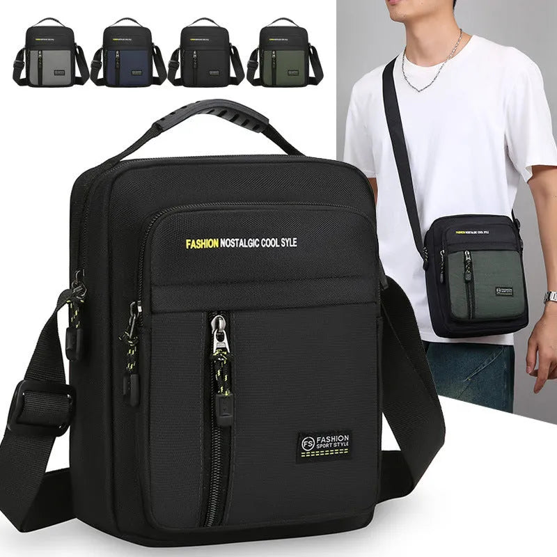 Men's casual outdoor one shoulder messenger bag in nylon with crossbody strap