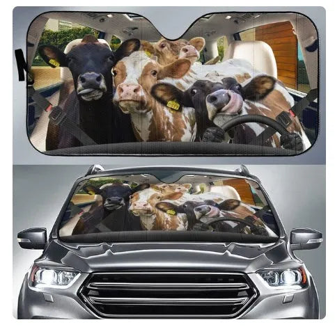 Telescopic aluminium foil car sun shield for front windscreen installation.