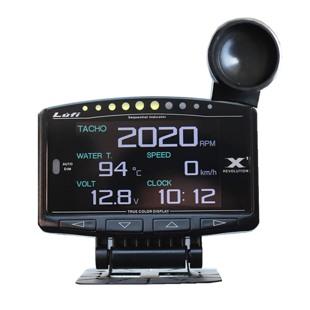 X1 automotive OBD instrument with LED display, metal construction, 10mm compact size