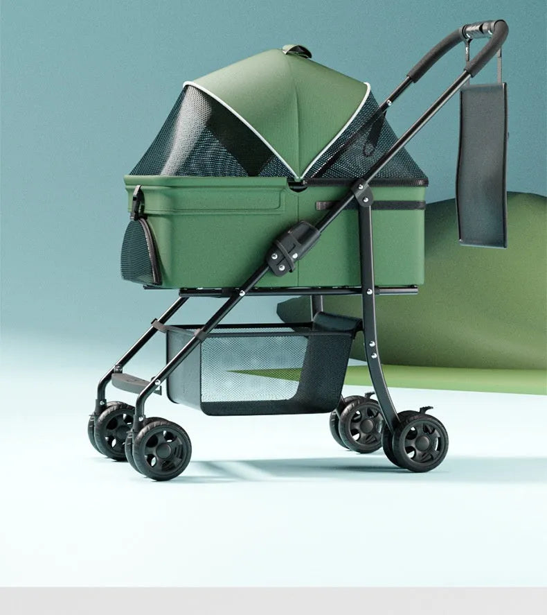 Black Warrior style metal pet cart with one-click folding removable design