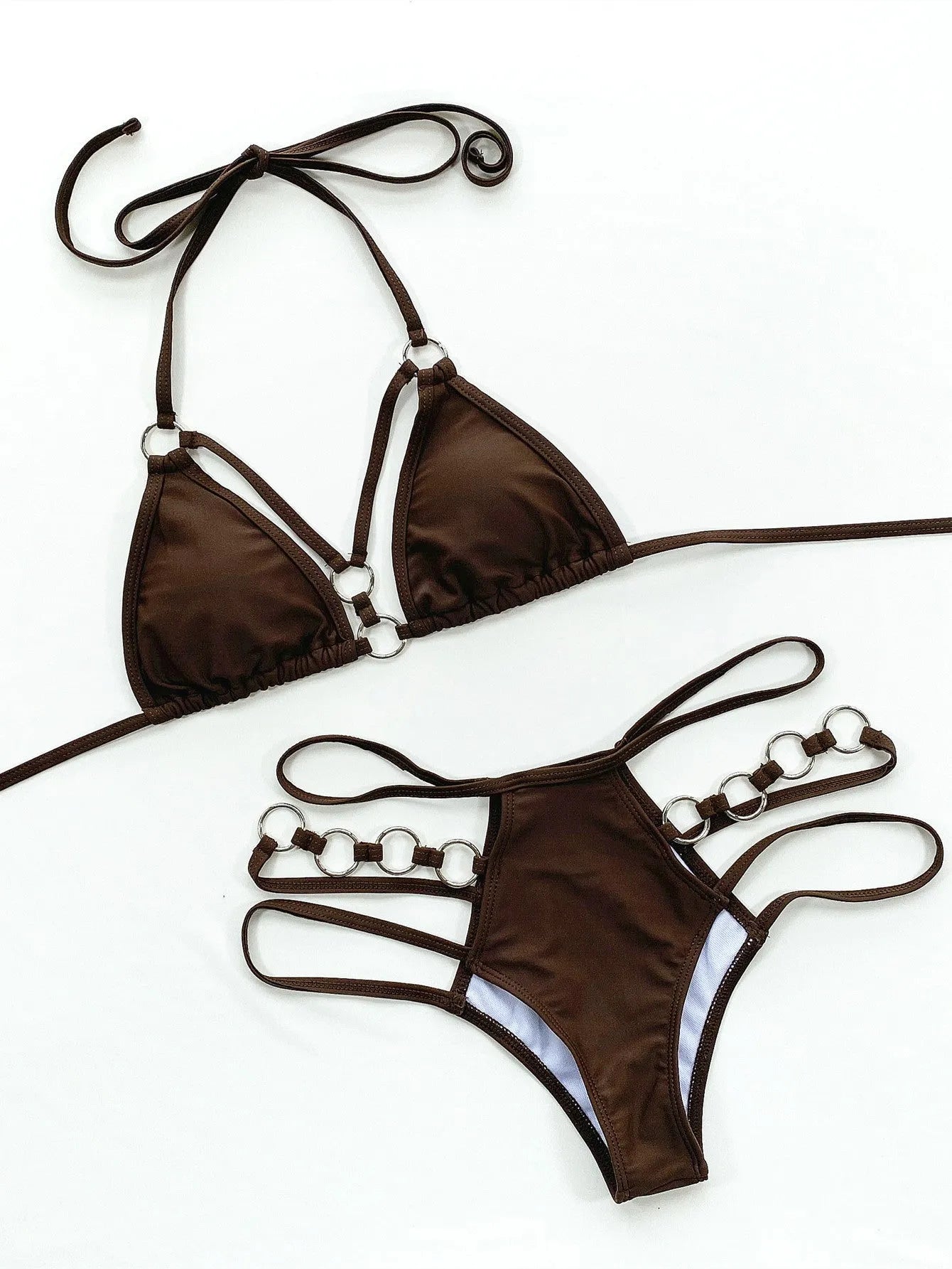 Women's separated bikini swimwear set with shorts in nylon fabric