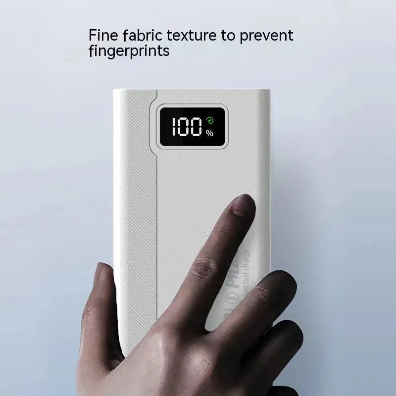 Large capacity power bank in black or white plastic shell with fast charging support