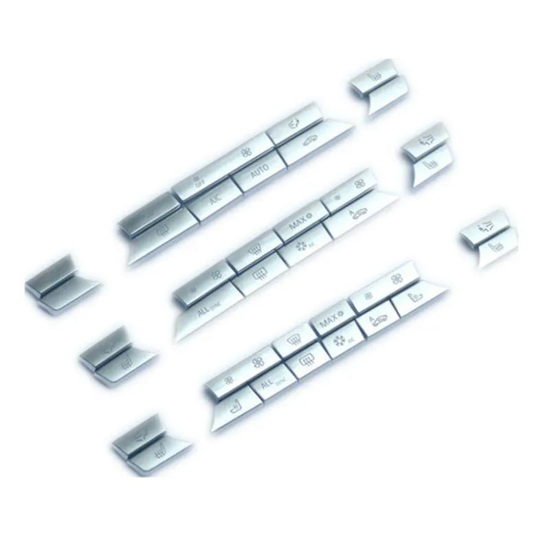 Silver automotive dashboard air conditioning button panel repair set with multiple fitting options