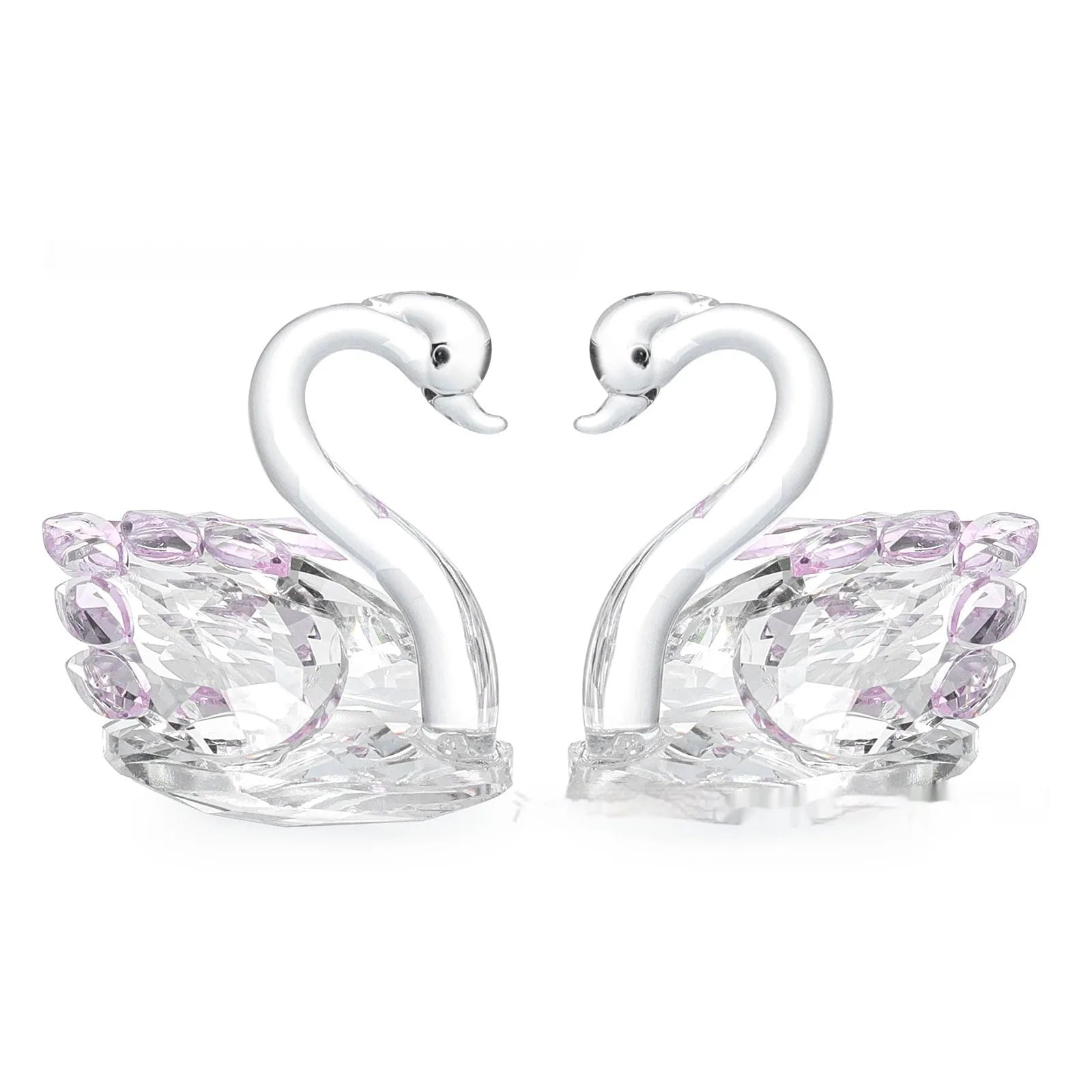 Handcrafted crystal swan desktop ornament in red, blue, pink, or violet