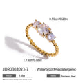 Stainless steel geometric zircon ring in European American unisex style