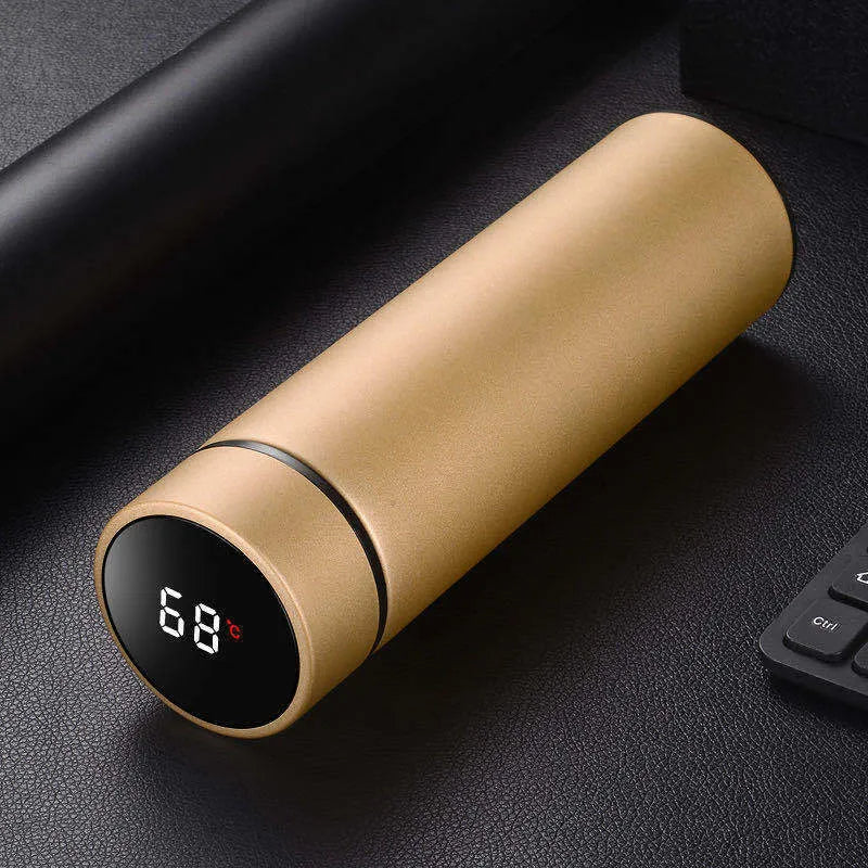 Black stainless steel vacuum water bottle with arrow-shaped mouth, 450ml capacity.