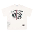 Men's black pure cotton T-shirt with white retro hip hop gothic letter print, short sleeves.