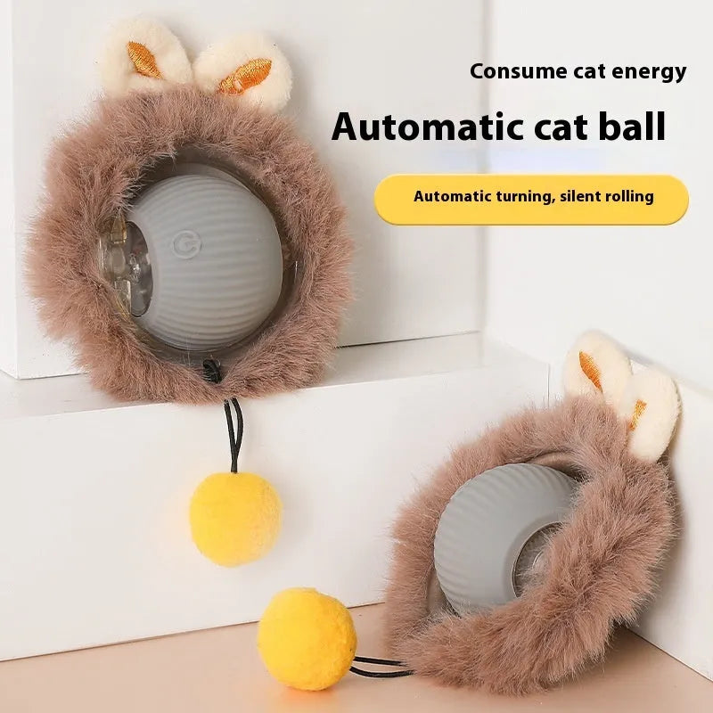 Silicone cat rolling ball toy in three colour options for self-play and feline entertainment