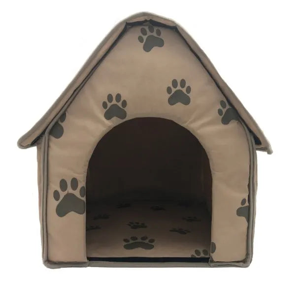 Brown foldable pet mattress dog nest, 47x49x49cm, with a 22x26cm door opening for small dogs and cats.