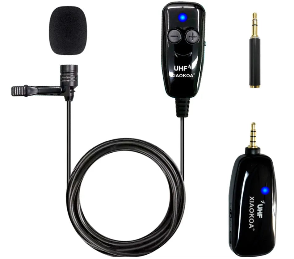 Black lavalier microphone with 3.5mm plug for mobile phone voice recording