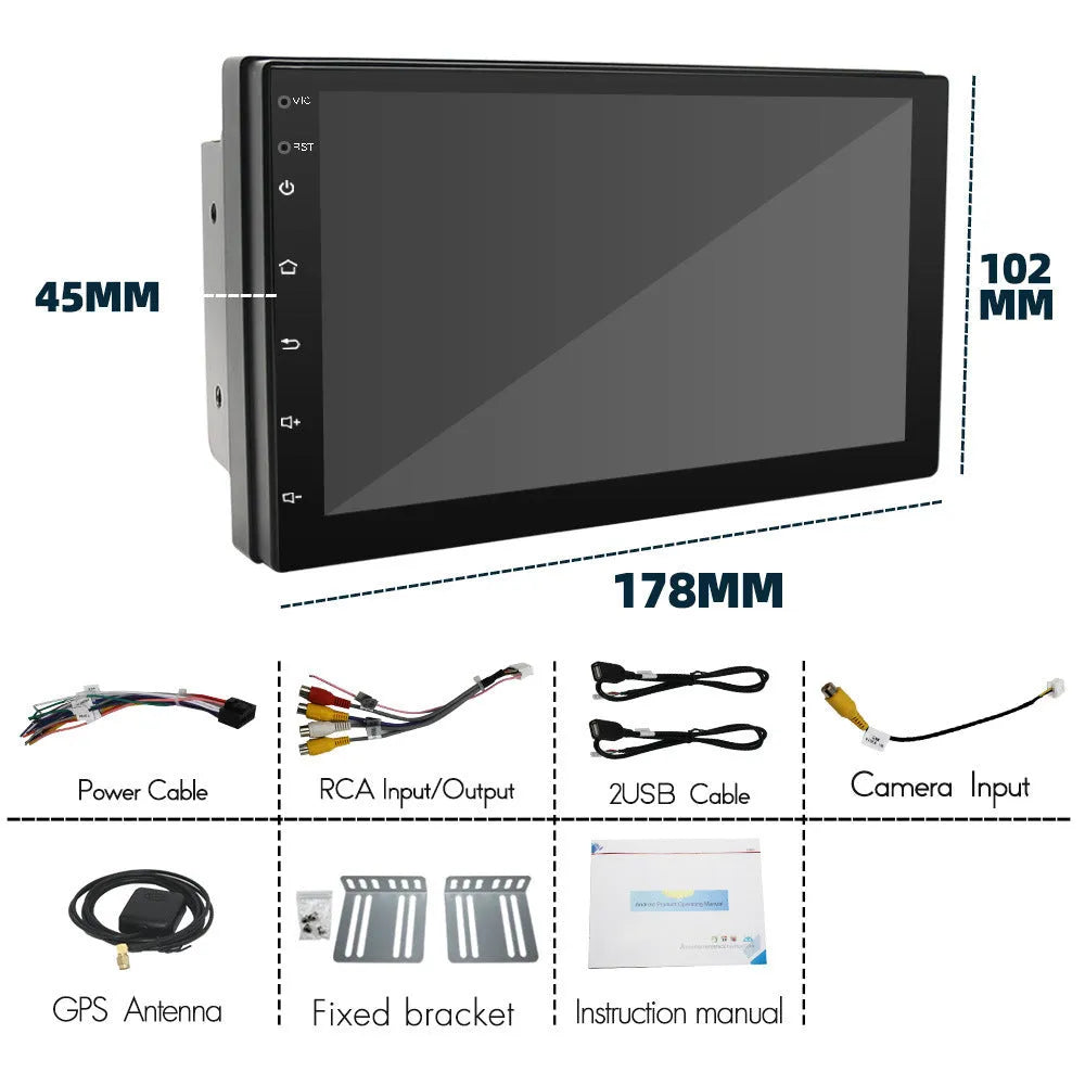 Black universal CarPlay MP5 player with 7-inch screen and GPS navigation for vehicles