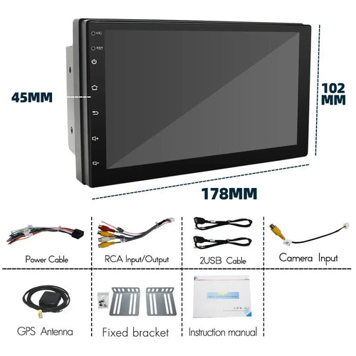 Black universal CarPlay MP5 player with 7-inch screen and GPS navigation for vehicles