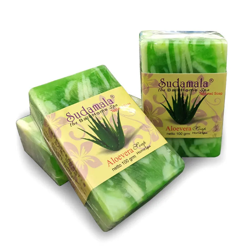 Aloe handmade soap 100g bar with coconut oil, palm oil, and aloe extract for face wash and bath