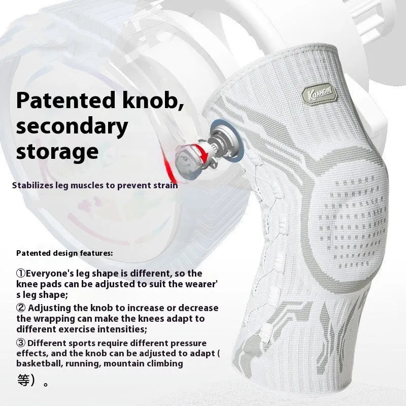 Grey-white sports knee pads for basketball running football badminton in M L XL sizes