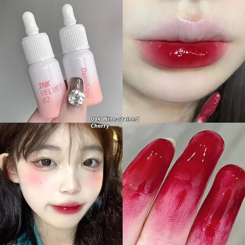 Mirror Lip Lacquer tube showing four shade options including Orange Tabby Cat Diary and Misty Berry