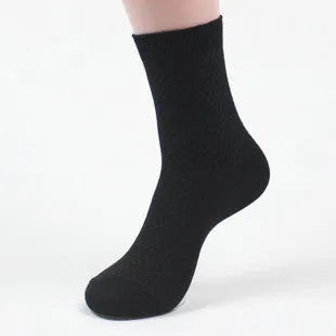 Men's bamboo fibre business socks with small square pattern in medium thickness showing colour options