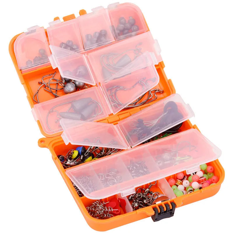 Weihe 257-piece fishing lure hook accessories set in ABS plastic box for Texas sea rock fishing