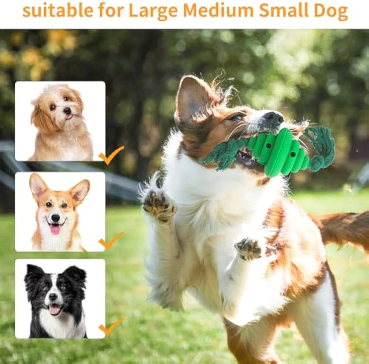 Green and yellow dog ball with knotted rope, a durable interactive toy and food dispenser for large dogs.