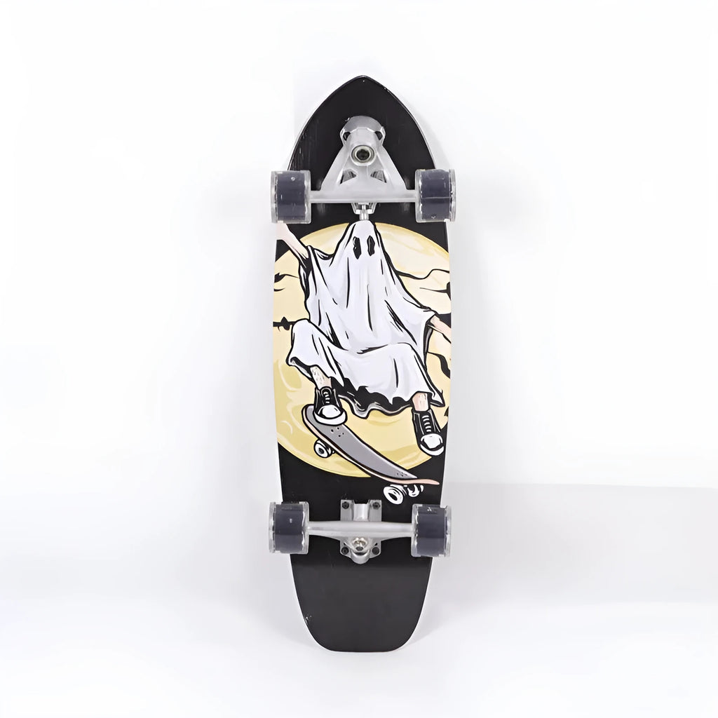 White 31-inch maple wood street scooter skateboard for urban commuting