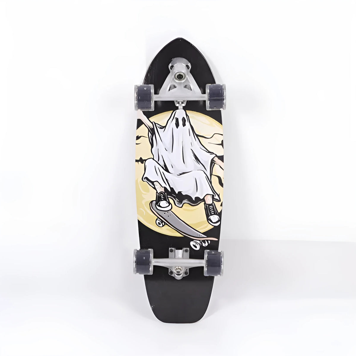 White 31-inch maple wood street scooter skateboard for urban commuting