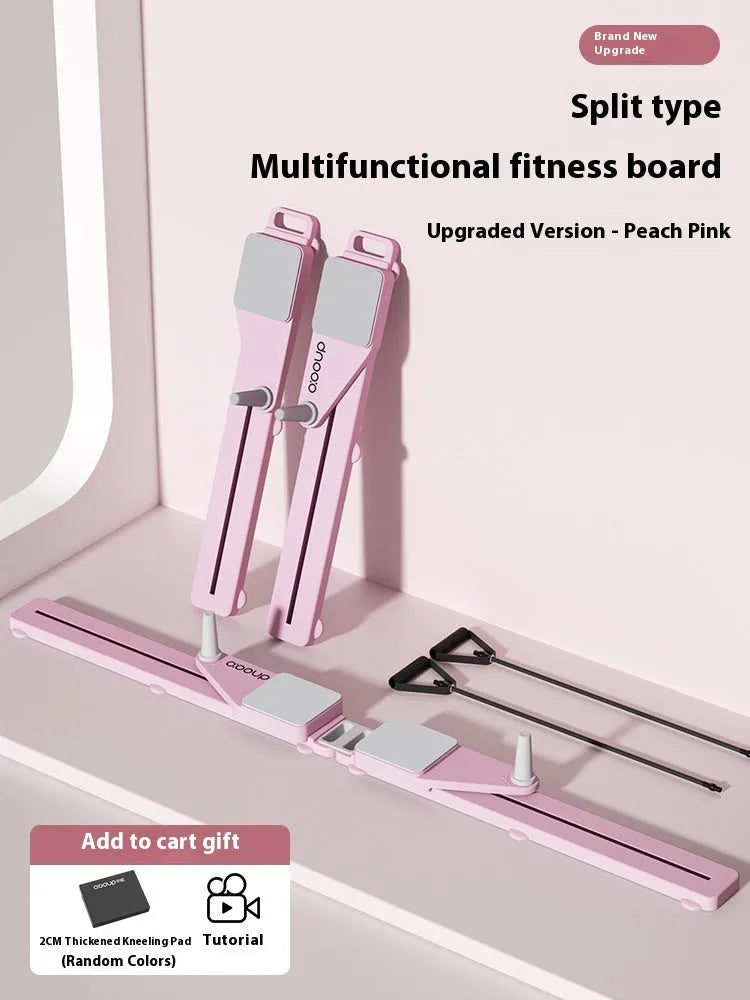Purple and pink multifunctional split ski machine trainer with PP plastic construction on white background