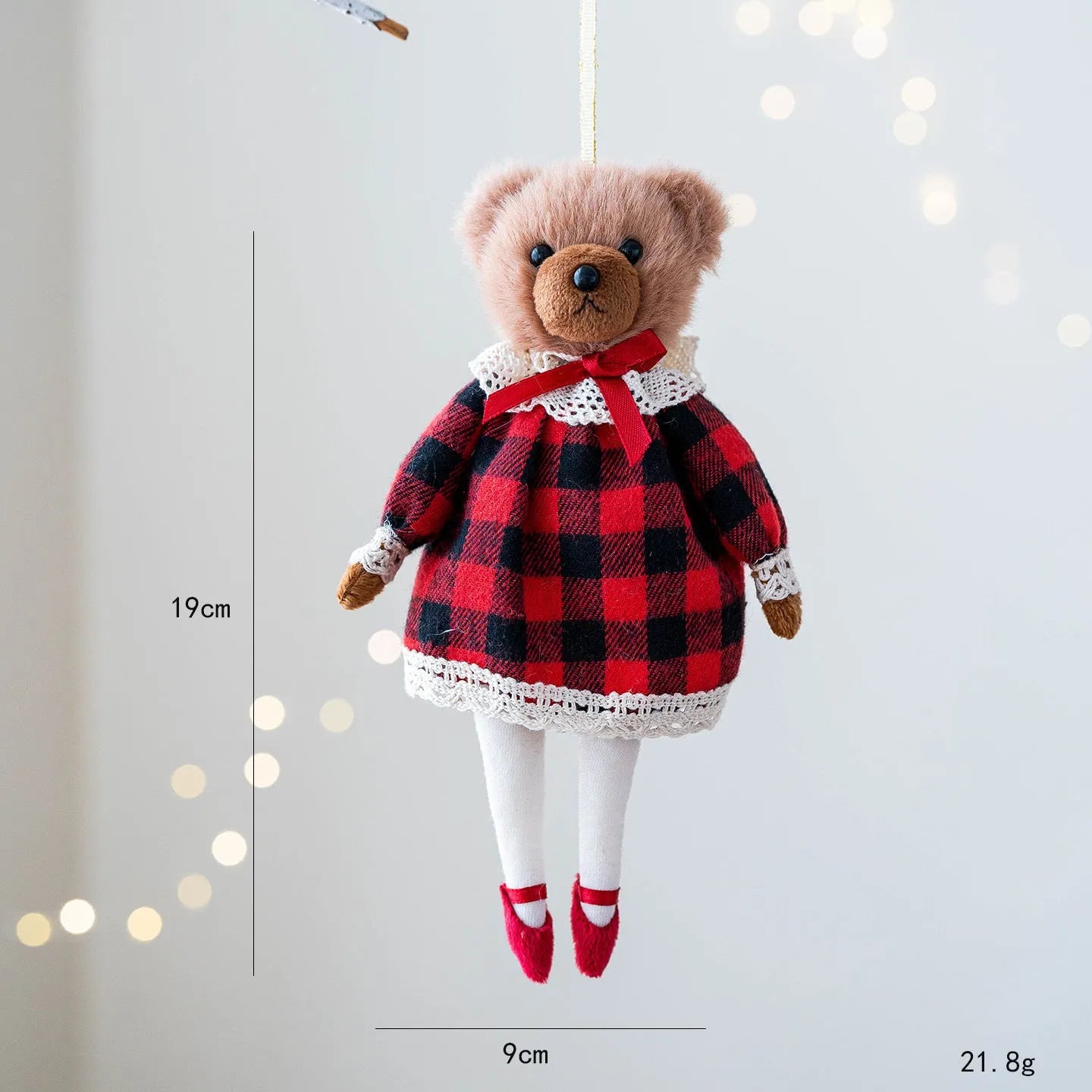 Cartoon plush bear doll in cotton suit plaid outfit, available as gentleman or princess character