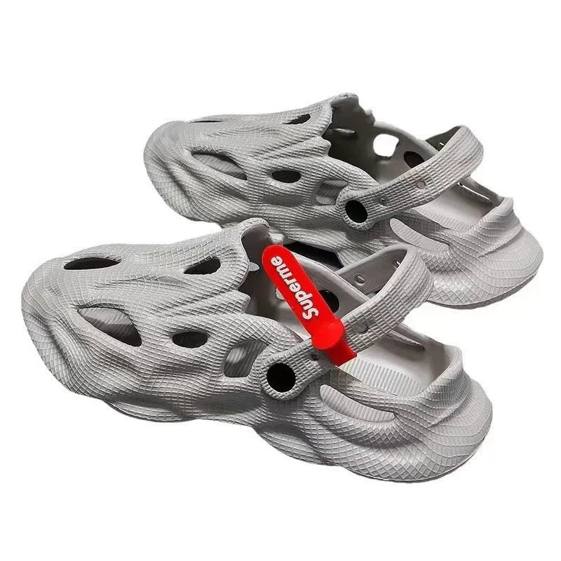 EVA foam coconut slippers in black, grey, khaki, and white colours with closed toe design for beach and home use