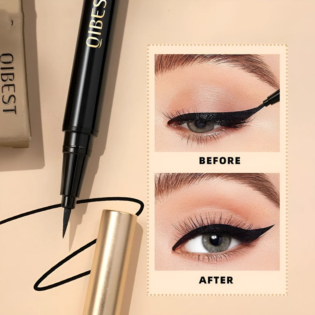 Black waterproof liquid eyeliner pen with quick-drying smudge-proof formula