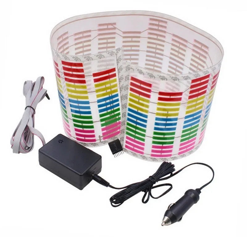 A 90cm by 25cm voice controlled electroluminescent car rhythm lamp displaying a themed neon light pattern.