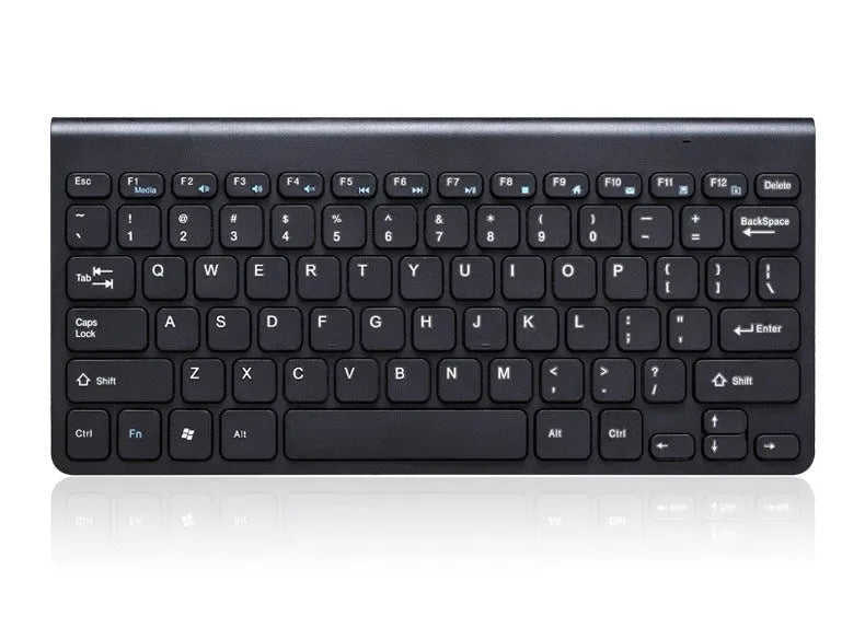 Black and white wireless keyboard and mouse set with 2.4GHz receiver showing 10m range