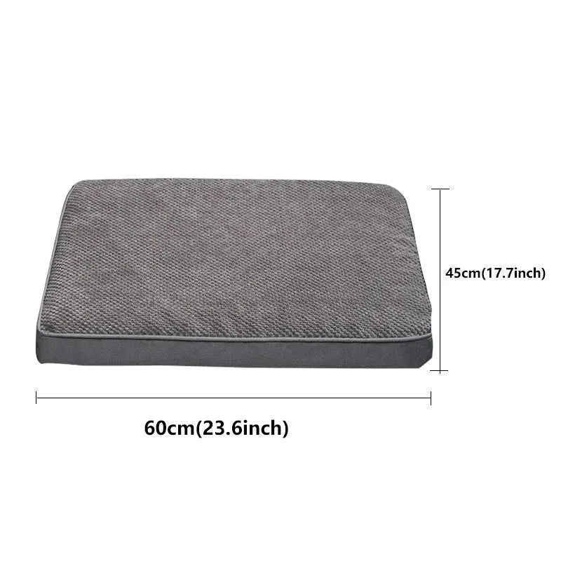 Pet memory foam mat with removable cover in Coffee, GRAY, Green, or Khaki, available in S, M, L, and XL sizes