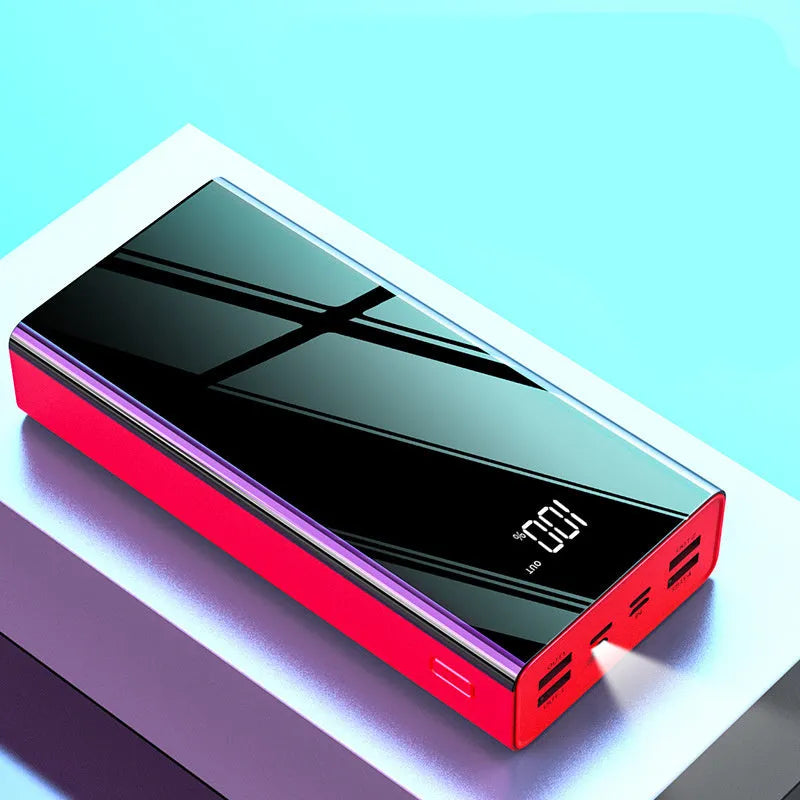 40000 mAh power bank with LCD display in red or black plastic shell