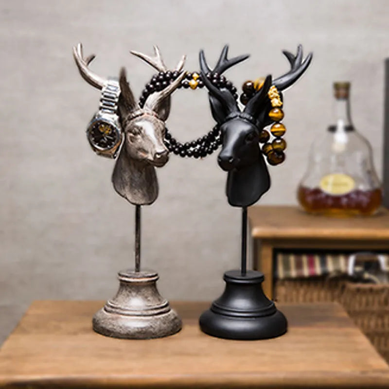 Large decorative resin animal statue ornament in black, white or wood colour, measuring 32cm tall.