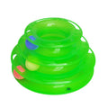 Four-layer interactive cat turntable toy with ball track tower, plastic, 16x29cm, in pink, blue or orange