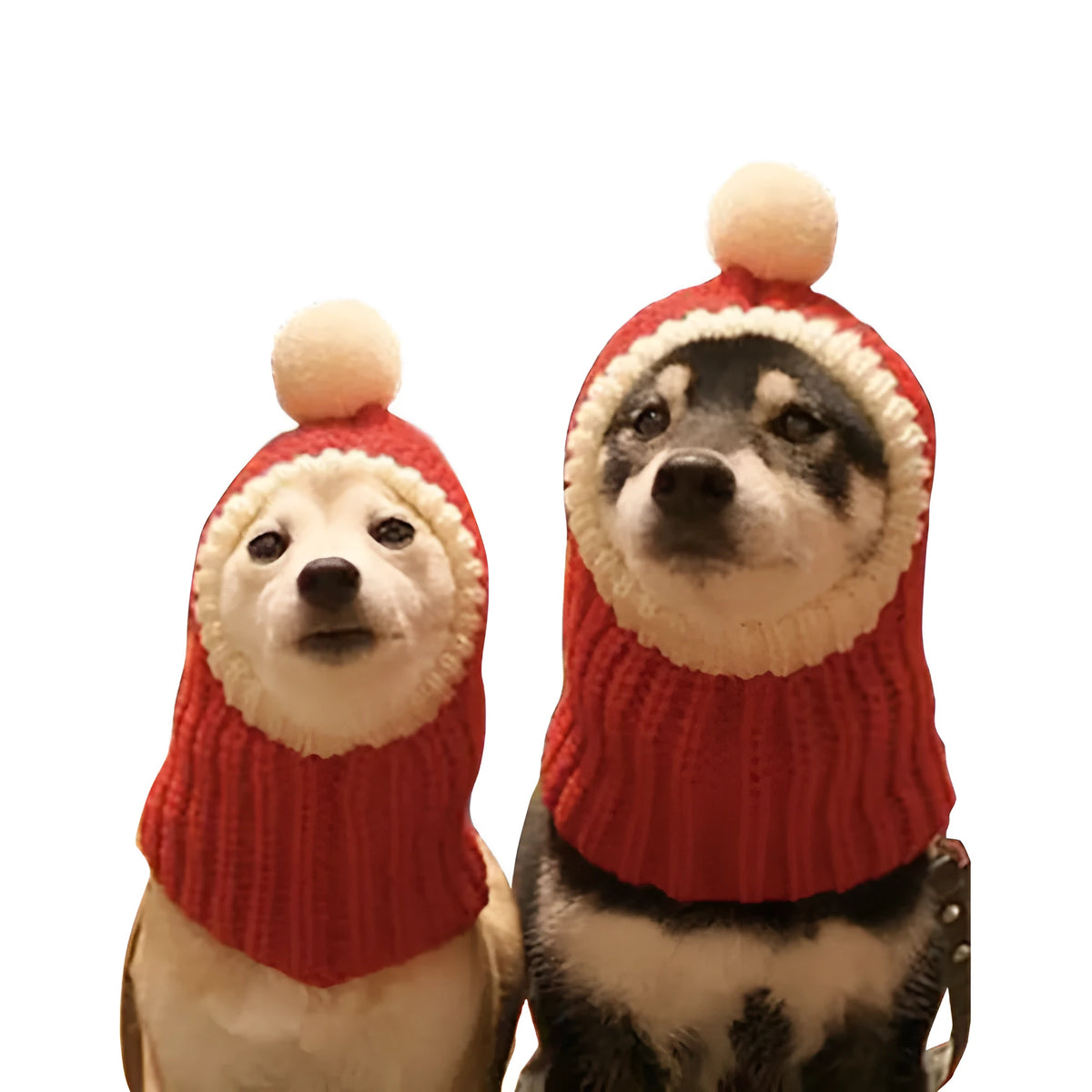 Red wool dog headgear with tie-dye pattern for Halloween and Christmas, available in sizes S, M, and L.