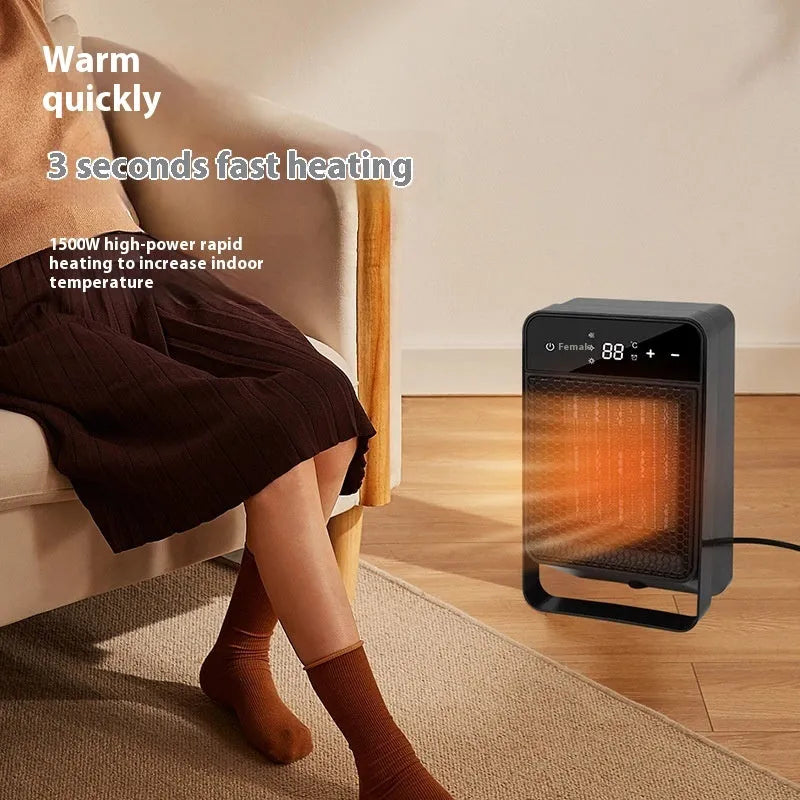 Desktop PTC warm air blower heater with digital touch screen display and remote control