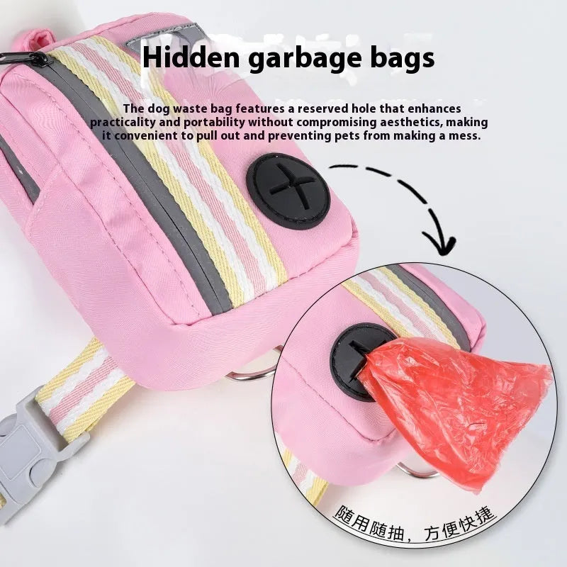 Green explosion-proof anti-strangulation dog harness made of Oxford cloth with attached rope