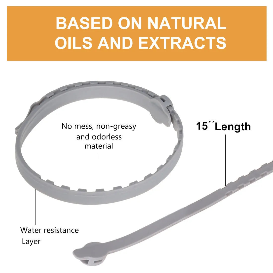 Adjustable 57cm TPE dog collar for flea and mosquito control, hypoallergenic and water-resistant